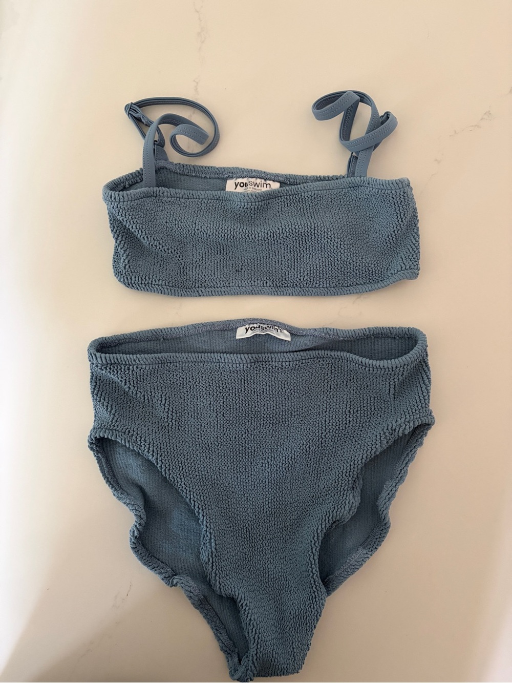 Youswim Dusty Blue Textured Bandeau Bikini Set